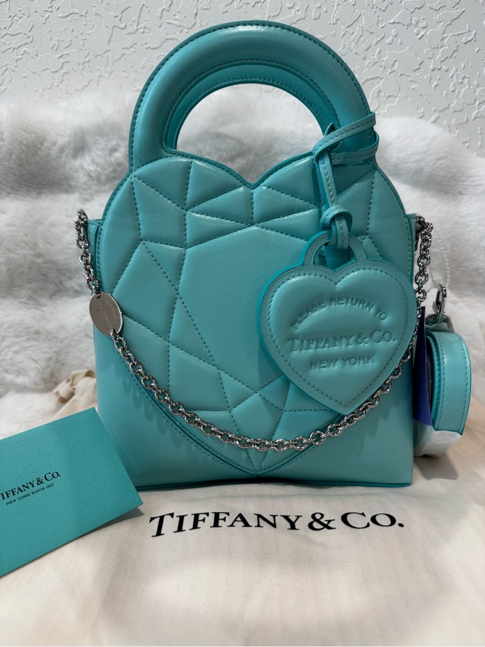 Tiffany & Co. Heart Quilted Mini Tote in Tiffany Blue